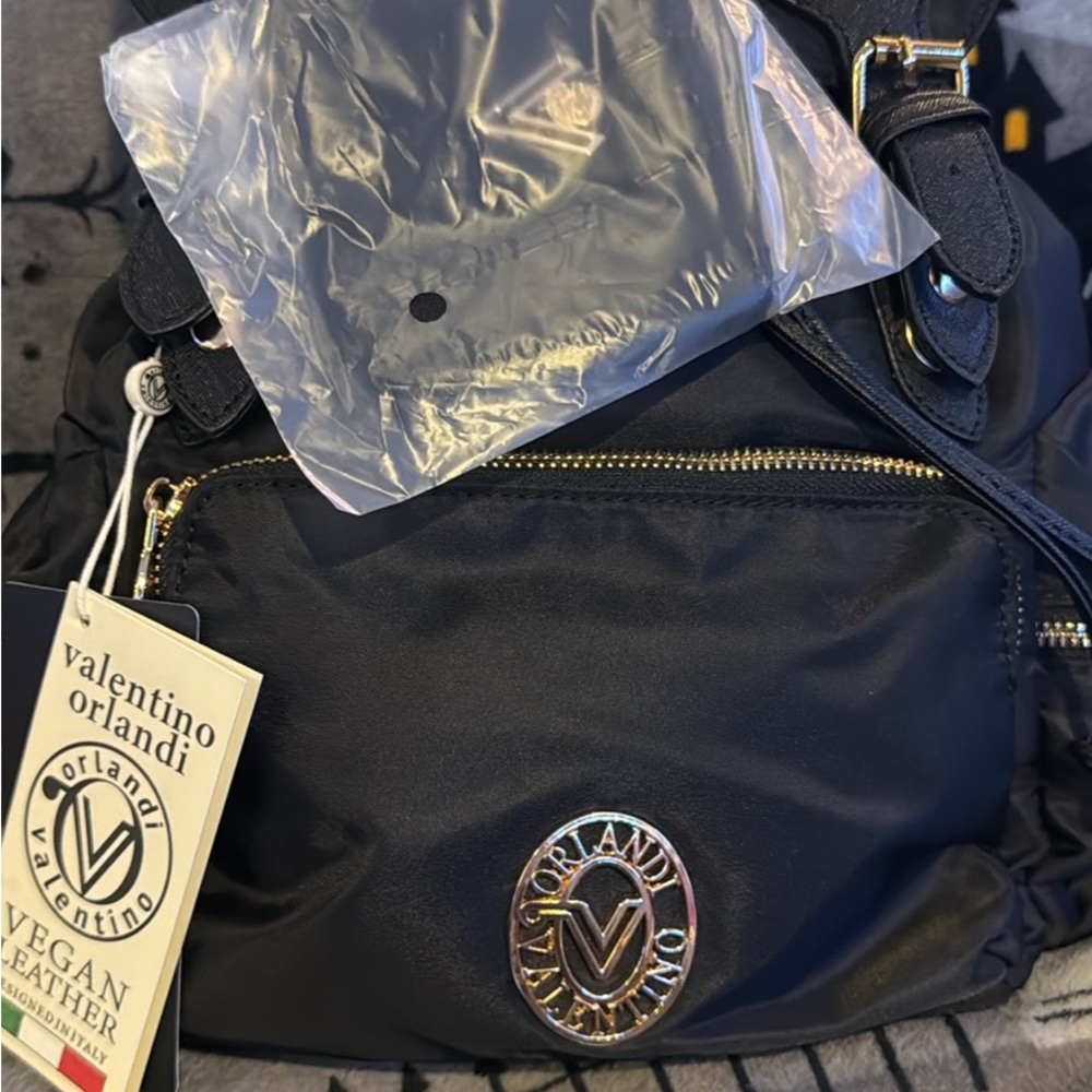 Valentino Orlandi Navy Vegan Leather Backpack